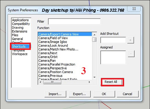 Cách sửa lỗi phím tắt trong sketchup