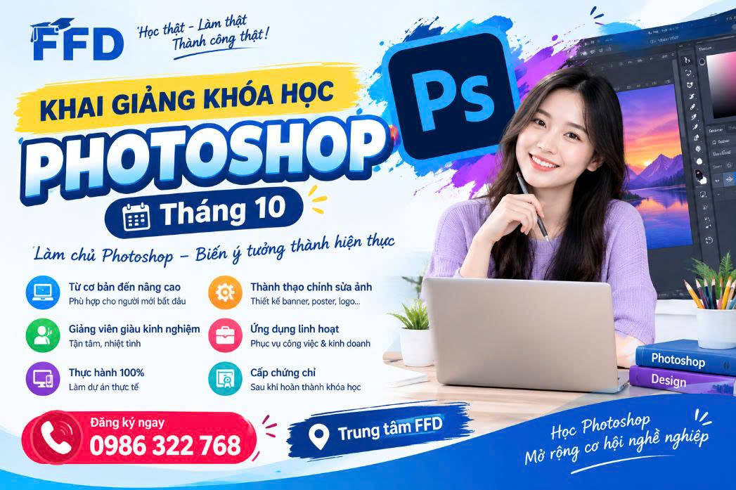Khai giảng khóa học Photoshop tháng 10năm 2026