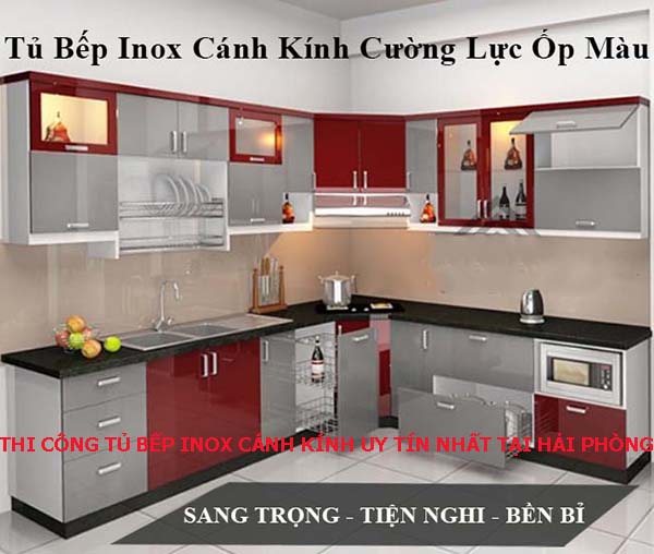 Thi công tủ bếp inox cánh kính uy tín nhất tại Hải Phòng. 