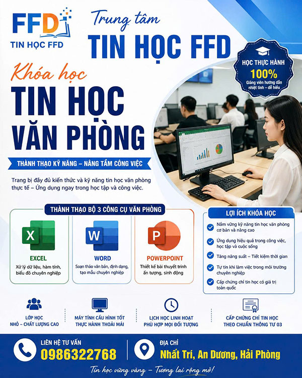 Tuyển sinh khóa học Tin học văn phòng tháng 5 năm 2026