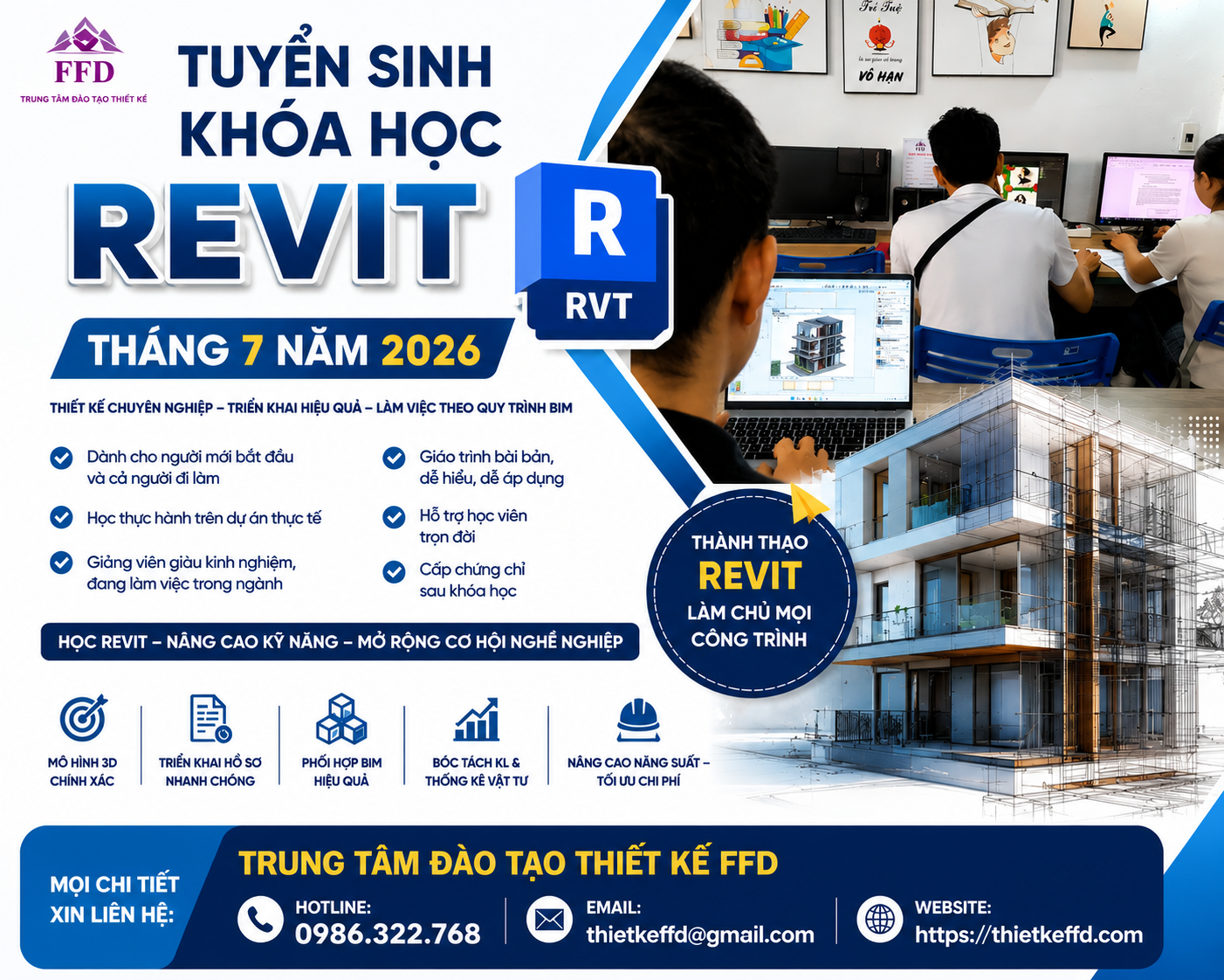 Tuyển sinh khóa học Revit tháng 7 năm 2026
