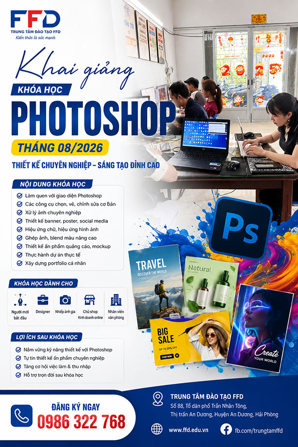 Khai giảng khóa học Photoshop tháng 8 năm 2026