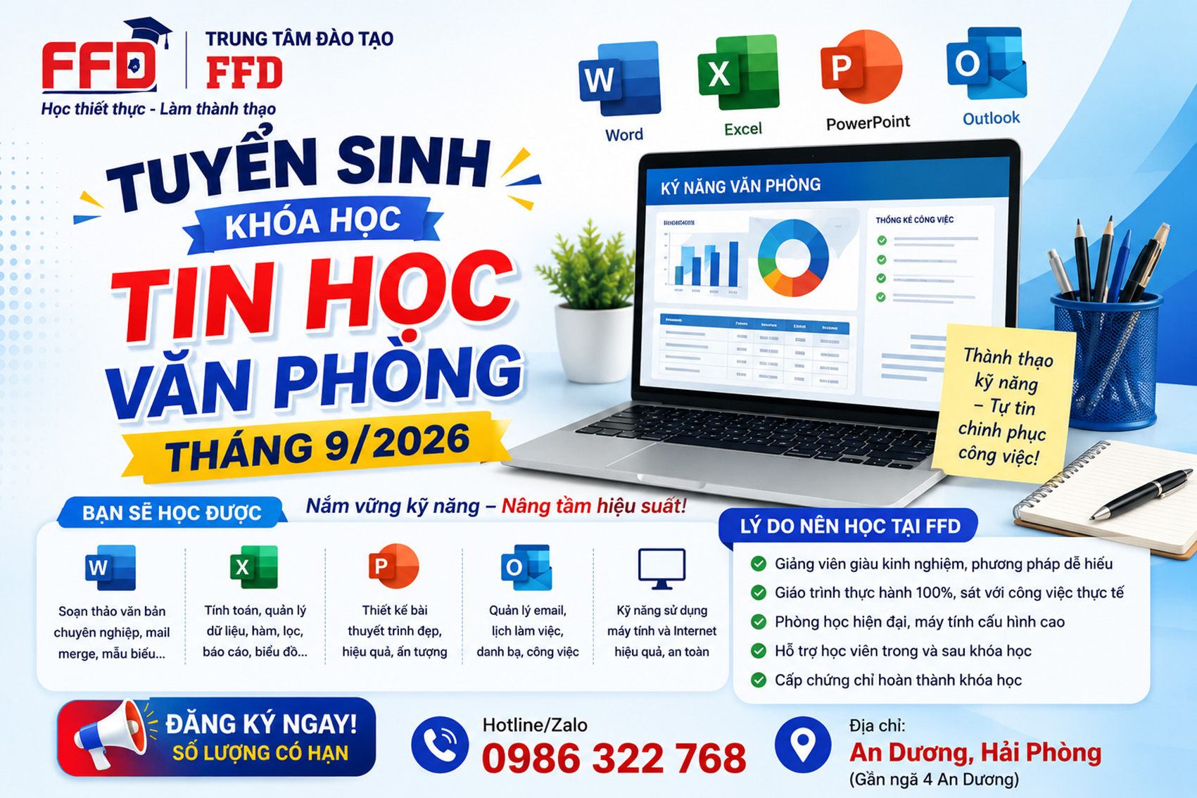 Tuyển sinh khóa học tin học văn phòng tháng 9 năm 2026